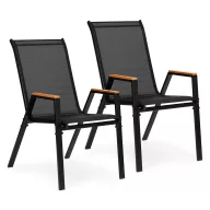   Kerti szék, MultiGarden SC-092W-2-1, fekete, 72 x 55 x 92 cm, acél keret, textil, egymásba rakható, karfás, csúszásgátló lábak, 120 kg teherbírás, 2 db-os szett