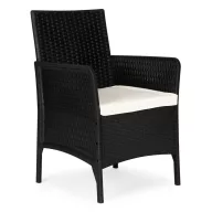   Kerti szék, MultiGarden DNLJA-001-1, fekete, 54 x 57 x 84 cm, rattan hatású, párnával, műanyag, poliészter 160 g/m2, teherbírás: 150 kg