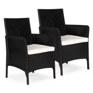   Kerti szék, MultiGarden DNLJA-002-1, fekete, 54 x 57 x 84 cm, rattan hatású, párnával, műanyag, poliészter 160 g/m2, teherbírás: 150 kg, 2 db-os szett