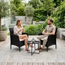 Kerti szék, MultiGarden DNLJA-002-1, fekete, 54 x 57 x 84 cm, rattan hatású, párnával, műanyag, poliészter 160 g/m2, teherbírás: 150 kg, 2 db-os szett