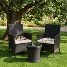 Kerti szék, MultiGarden DNLJA-002-1, fekete, 54 x 57 x 84 cm, rattan hatású, párnával, műanyag, poliészter 160 g/m2, teherbírás: 150 kg, 2 db-os szett