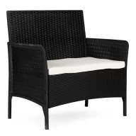   Kerti pad, MultiGarden DNLJA-007-1, fekete, 90 x 57 x 84 cm, rattan hatású, párnával, műanyag, poliészter 160 g/m2, teherbírás: 250 kg