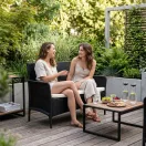 Kerti pad, MultiGarden DNLJA-007-1, fekete, 90 x 57 x 84 cm, rattan hatású, párnával, műanyag, poliészter 160 g/m2, teherbírás: 250 kg