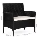 Kerti pad, MultiGarden DNLJA-007-1, fekete, 90 x 57 x 84 cm, rattan hatású, párnával, műanyag, poliészter 160 g/m2, teherbírás: 250 kg