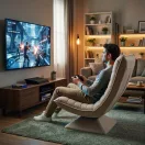 Pihenőfotel, ModernHome TH-CL-3, bézs, 360°-ban forgatható, 4 fokozatban dönthető, levehető és mosható lenvászon huzat, teherbírás: 150 kg