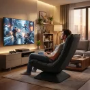 Pihenőfotel, ModernHome TH-CL-3, fekete, 360°-ban forgatható, 4 fokozatban dönthető, levehető és mosható lenvászon huzat, teherbírás: 150 kg