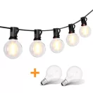 Kültéri LED fényfüzér, Bauerkraft H-672, 15 m, 25 db LED, melegfehér, 2700 K, IP44 védettség, időjárásálló, összekapcsolható, távirányító, 9 W, 9 üzemmód