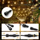 Kültéri LED fényfüzér, Bauerkraft H-672, 15 m, 25 db LED, melegfehér, 2700 K, IP44 védettség, időjárásálló, összekapcsolható, távirányító, 9 W, 9 üzemmód