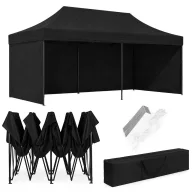   Kerti pavilon, MultiGarden PAW-FGC-3X6-1, fekete, 3 x 6 m, 4 oldalfallal, fém vázzal, UV-álló és esőálló 210D PE ponyva, 3,16 m állítható magassággal, hordtáskával