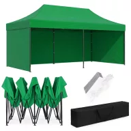   Kerti pavilon, MultiGarden PAW-FGC-3X6-9, zöld, 3 x 6 m, 4 oldalfallal, fém vázzal, UV-álló és esőálló 210D PE ponyva, 3,16 m állítható magassággal, hordtáskával
