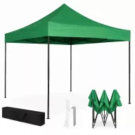   Kerti pavilon, MultiGarden PAW-FG-3X3-9, zöld, 3 x 3 m, fém vázzal, UV-álló és esőálló PE ponyva, 3,13 m állítható magassággal, hordtáskával