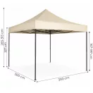Kerti pavilon, MultiGarden PAW-FG-3X3-3, bézs, 3 x 3 m, fém vázzal, UV-álló és esőálló PE ponyva, 3,13 m állítható magassággal, hordtáskával