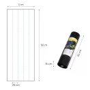 Talajtakaró geotextília, MultiGarden WEED90-M2, 1,1 x 50 m, fekete, nem szőtt, 90 g/m2, tekercs, polipropilén, víz- és légáteresztő, kék vezetőcsíkokkal, 50 db rögzítő tüskével (10 cm)