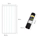 Talajtakaró geotextília, MultiGarden WEED150-M3, 1,6 x 50 m, fekete, nem szőtt, 150 g/m2, tekercs, polipropilén, víz- és légáteresztő, kék vezetőcsíkokkal, 50 db rögzítő tüskével (15 cm)