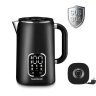   Vízforraló, Bauerkraft H-675, 1700 ml, fekete, 1500 W, érintőpaneles hőfokbeállítás, 360°-os talp, szárazonforrás elleni védelem, automatikus kikapcsolás, duplafalú