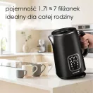 Vízforraló, Bauerkraft H-675, 1700 ml, fekete, 1500 W, érintőpaneles hőfokbeállítás, 360°-os talp, szárazonforrás elleni védelem, automatikus kikapcsolás, duplafalú