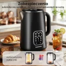 Vízforraló, Bauerkraft H-675, 1700 ml, fekete, 1500 W, érintőpaneles hőfokbeállítás, 360°-os talp, szárazonforrás elleni védelem, automatikus kikapcsolás, duplafalú