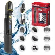   Akkumulátoros univerzális vágó, Webber 05BG600, 8 az 1-ben, acél penge, 3-25 mm, LED kijelző, Li-Ion 500 mAh, USB-C töltés, multigroomer