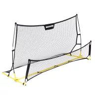   Visszapattanó futball edzőháló, MOVEPRO JSP-DS8030, 220 x 120 cm, fekete, kétoldalas, 2 az 1-ben, fém váz, rögzítővel