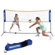   Röplabda és tollaslabda háló és állvány szett, MOVEPRO MXW170408, 305 x 140 cm, állítható magasságú, fém oszlopok, hordtáskával