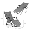 Napozóágy, MultiGarden SMI-LC50-4, szürke, 180 x 63 cm, összecsukható, állítható pozícióval, fémvázas kialakítás, teherbírás: 150 kg