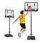Kosárlabdapalánk, MOVEPRO QSG-S018K, mobil, állítható, 108-210 cm magasság, szabadon álló, kerekekkel, acél váz, PE/PET palánk 73 x 49 cm, 37,5 cm gyűrű, 16,5 l tölthető talp