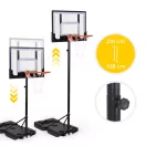 Kosárlabdapalánk, MOVEPRO QSG-S018K, mobil, állítható, 108-210 cm magasság, szabadon álló, kerekekkel, acél váz, PE/PET palánk 73 x 49 cm, 37,5 cm gyűrű, 16,5 l tölthető talp