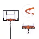 Kosárlabdapalánk, MOVEPRO QSG-S018K, mobil, állítható, 108-210 cm magasság, szabadon álló, kerekekkel, acél váz, PE/PET palánk 73 x 49 cm, 37,5 cm gyűrű, 16,5 l tölthető talp