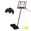 Kosárlabdapalánk, MOVEPRO QSG-S018K, mobil, állítható, 108-210 cm magasság, szabadon álló, kerekekkel, acél váz, PE/PET palánk 73 x 49 cm, 37,5 cm gyűrű, 16,5 l tölthető talp