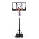 Kosárlabdapalánk, MOVEPRO QSG-ZW003P, mobil, állítható, 100–305 cm magasság, szabadon álló, kerekekkel, acél váz, PE/PET palánk 96,5 x 57 cm, 45 cm gyűrű, 38,5 l tölthető talp