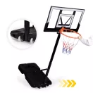 Kosárlabdapalánk, MOVEPRO QSG-ZW003P, mobil, állítható, 100–305 cm magasság, szabadon álló, kerekekkel, acél váz, PE/PET palánk 96,5 x 57 cm, 45 cm gyűrű, 38,5 l tölthető talp