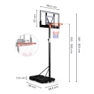 Kosárlabdapalánk, MOVEPRO QSG-ZW003P, mobil, állítható, 100–305 cm magasság, szabadon álló, kerekekkel, acél váz, PE/PET palánk 96,5 x 57 cm, 45 cm gyűrű, 38,5 l tölthető talp