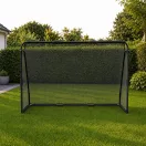 Futballkapu, MOVEPRO JSP-DS8033, 240 x 160 x 80 cm, fekete, acél váz, sűrű szövésű PE háló, habszivacs védőborítás, rögzítővel, időjárásálló, szerszám nélkül összeszerelhető