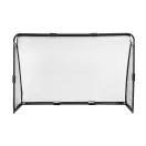 Futballkapu, MOVEPRO JSP-DS8033, 240 x 160 x 80 cm, fekete, acél váz, sűrű szövésű PE háló, habszivacs védőborítás, rögzítővel, időjárásálló, szerszám nélkül összeszerelhető