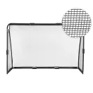Futballkapu, MOVEPRO JSP-DS8033, 240 x 160 x 80 cm, fekete, acél váz, sűrű szövésű PE háló, habszivacs védőborítás, rögzítővel, időjárásálló, szerszám nélkül összeszerelhető