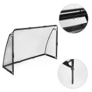 Futballkapu, MOVEPRO JSP-DS8033, 240 x 160 x 80 cm, fekete, acél váz, sűrű szövésű PE háló, habszivacs védőborítás, rögzítővel, időjárásálló, szerszám nélkül összeszerelhető