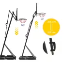 Kosárlabdapalánk, MOVEPRO QSG-S255, mobil, állítható, 150-305 cm magasság, szabadon álló, kerekekkel, acél váz, PC palánk 108 x 69 cm, 45 cm gyűrű, 23 l tölthető talp