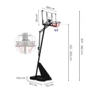 Kosárlabdapalánk, MOVEPRO QSG-S255, mobil, állítható, 150-305 cm magasság, szabadon álló, kerekekkel, acél váz, PC palánk 108 x 69 cm, 45 cm gyűrű, 23 l tölthető talp