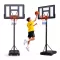 Kosárlabdapalánk, MOVEPRO QSG-S003-21A, mobil, állítható, 150-305 cm magasság, szabadon álló, kerekekkel, acél váz, PC/PE palánk 110 x 75 cm, 45 cm gyűrű, 65 l tölthető talp