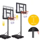 Kosárlabdapalánk, MOVEPRO QSG-S003-21A, mobil, állítható, 150-305 cm magasság, szabadon álló, kerekekkel, acél váz, PC/PE palánk 110 x 75 cm, 45 cm gyűrű, 65 l tölthető talp