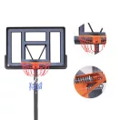Kosárlabdapalánk, MOVEPRO QSG-S003-21A, mobil, állítható, 150-305 cm magasság, szabadon álló, kerekekkel, acél váz, PC/PE palánk 110 x 75 cm, 45 cm gyűrű, 65 l tölthető talp