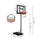 Kosárlabdapalánk, MOVEPRO QSG-S003-21A, mobil, állítható, 150-305 cm magasság, szabadon álló, kerekekkel, acél váz, PC/PE palánk 110 x 75 cm, 45 cm gyűrű, 65 l tölthető talp