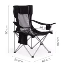 Kempingszék, MultiGarden ZRLA116, fekete, 86 x 54 x 90 cm, összecsukható, acél váz, fejtámla, pohártartó, hordtáskával, teherbírás: 120 kg