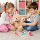 Játék orvosi szett, ECOTOYS HM328789, készlet gyerekeknek, 26 db, fa, orvosi táskával, készségfejlesztő szerepjáték, 3 éves kortól, éles élek nélkül
