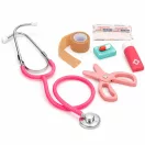 Játék orvosi szett, ECOTOYS HM328789, készlet gyerekeknek, 26 db, fa, orvosi táskával, készségfejlesztő szerepjáték, 3 éves kortól, éles élek nélkül