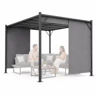   Pergola, MultiGarden DN-FG-362-4, szürke, 400 x 300 cm, magasság: 210 cm, porfestett acél szerkezet, 180 g poliészter ponyva, állítható napellenző, talajhoz rögzíthető