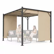   Pergola, MultiGarden DN-FG-362-3, bézs, 400 x 300 cm, magasság: 210 cm, porfestett acél szerkezet, 180 g poliészter ponyva, állítható napellenző, talajhoz rögzíthető