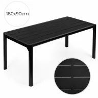   Kerti asztal, MultiGarden NSAK-180-1-1, fekete, 180 x 90 cm, 8 személyes, magasság: 74 cm, Polywood kompozit asztallap, porszórt acél váz, teherbírás: 100 kg