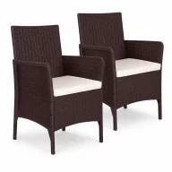   Kerti szék, MultiGarden DNLJA-002-2, barna, 54 x 57 x 84 cm, rattan hatású, párnával, műanyag, poliészter 160 g/m2, teherbírás: 150 kg, 2 db-os szett