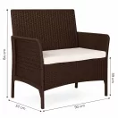 Kerti pad, MultiGarden DNLJA-007-2, barna, 90 x 57 x 84 cm, rattan hatású, párnával, műanyag, poliészter 160 g/m2, teherbírás: 250 kg